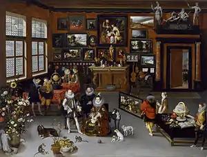 Los Archiduques Isabel Clara Eugenia y Alberto visitando un gabinete de arte, por Jan Brueghel el Viejo (1568-1625) y Hieronymus Francken II (1578–1623).