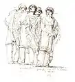 Bocetos de vestuario por Jean-Simon Berthélemy, para Le Triomphe de Trajan (1807).