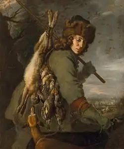 Cazador alemán con una forma anterior del ushanka - Noviembre, de Joachim von Sandrart (1643).