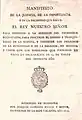 "Manifiesto" absolutista de Fernando VII (1815). En el pie de imprenta figuran Joaquín Domingo "Mayor y Menor"