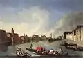 Canal de la Giudecca, en Venecia. A pesar de su nombre, y de que se planificó ubicar en alguna de sus islas a los judíos, el barrio judío de venecia o Ghetto de Venecia (Gheto tal como se escribe en dialecto veneciano) se localizó en otro lugar, al norte de la ciudad.