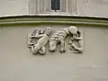 David vence al león, relieve románico, Iglesia de Schöngrabern (Austria), c. 1220