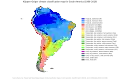 Mapa de climas de América del Sur, según la clasificación climática de Köppen-Geiger, perteneciente al período 1980 - 2016.