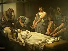 Juramento de Brutus sobre el cuerpo de Lucrezia, realizado por Léon Olivié