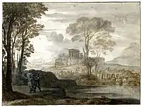 Dibujo de una pintura depositada en el Museo del Hermitage
