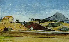 Paul Cézanne —Paisaje con obras de una línea de ferrocarril