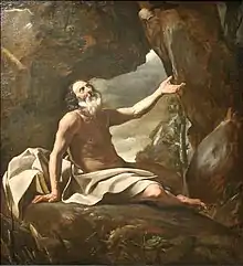 Elías alimentado por el cuervo. Óleo por Giovanni Lafranco, c. 1625. Museo de Bellas Artes, Marsella