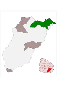 Localización del municipio de José Pedro Varela en el departamento de Lavalleja, Uruguay.