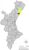 Localización de Castellón de la Plana respecto al País Valenciano