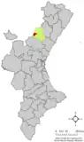 Localización de Los Calpes respecto a la Comunidad Valenciana