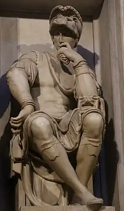 Лоренцо де Медичи, por Miguelangel en la Capilla Medici, Florencia