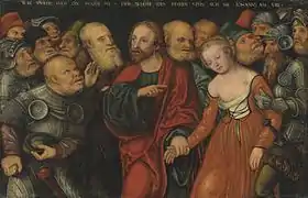 Cristo y la  adúltera, de Lucas Cranach el Joven (ca. 1530-1550).
