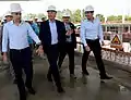 El ex-presidente Mauricio Macri (por entonces presidente) recorriendo las obras en enero de 2018 junto a Horacio Rodríguez Larreta, jefe de gobierno de la Ciudad y Diego Santilli, en ese entonces vicejefe de gobierno porteño.