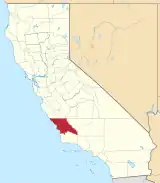 Mapa de California con la ubicación del condado de San Luis Obispo