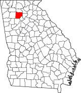Mapa de Georgia con la ubicación del condado de Cherokee