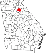Mapa de Georgia con la ubicación del condado de Jackson