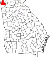 Mapa de Georgia con la ubicación del condado de Walker
