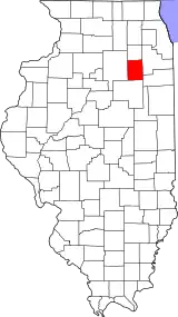 Mapa de Illinois con la ubicación del condado de Grundy