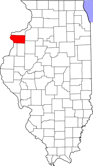Mapa de Illinois con la ubicación del condado de Mercer