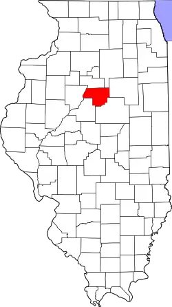 Mapa de Illinois con la ubicación del condado de Woodford
