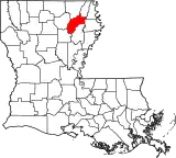 Mapa de Luisiana con la ubicación del Parish Richland