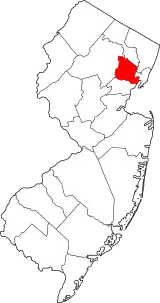 Mapa de Nueva Jersey con la ubicación del condado de Essex