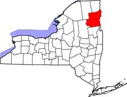Mapa de Nueva York con la ubicación del condado de Essex