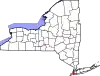 Mapa de Nueva York con la ubicación del condado de Kings