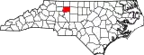 Mapa de Carolina del Norte con la ubicación del condado de Forsyth