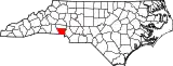 Mapa de Carolina del Norte con la ubicación del condado de Gaston