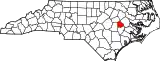 Mapa de Carolina del Norte con la ubicación del condado de Greene