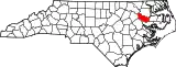 Mapa de Carolina del Norte con la ubicación del condado de Martin