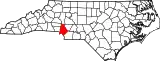 Mapa de Carolina del Norte con la ubicación del condado de Mecklenburg
