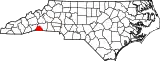 Mapa de Carolina del Norte con la ubicación del condado de Polk