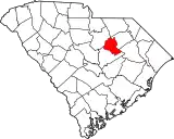 Mapa de Carolina del Sur con la ubicación del condado de Lee