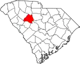 Mapa de Carolina del Sur con la ubicación del condado de Newberry