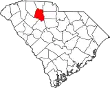 Mapa de Carolina del Sur con la ubicación del condado de Union