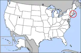 Ubicación de Rhode Island en los EE. UU.