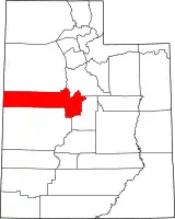 Mapa de Utah con la ubicación del condado de Juab