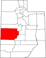 Mapa de Utah con la ubicación del condado de Millard