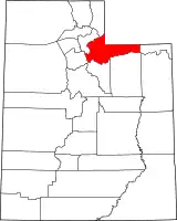 Mapa de Utah con la ubicación del condado de Summit