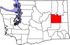 Mapa de Washington con la ubicación del condado de Lincoln
