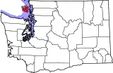 Mapa de Washington con la ubicación del condado de San Juan