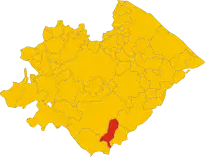 Extensión de la comuna en la provincia de Pesaro y Urbino