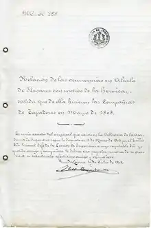 Relación de las ocurrencias en Alcalá de Henares con motivo de la heroica salida que de ella hicieron las Compañías de Zapadores en mayo del 1808.