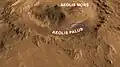 Cráter Gale. El lugar de aterrizaje se encuentra dentro de Aeolis Palus, cerca de Aeolis Mons (el norte está abajo).