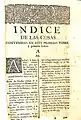 Novísima Recopilación, tomo I, Índice temático (1735)