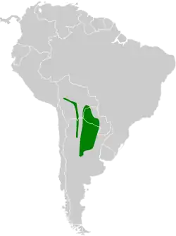Distribución geográfica del pecholuna del Chaco.