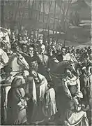"El Éxodo del Pueblo Oriental" (1927) detalle en blanco y negro