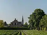 Merselo, la vista del pueblo con la torre de la iglesia (de Johannes de Doper - Sint Janskerk)